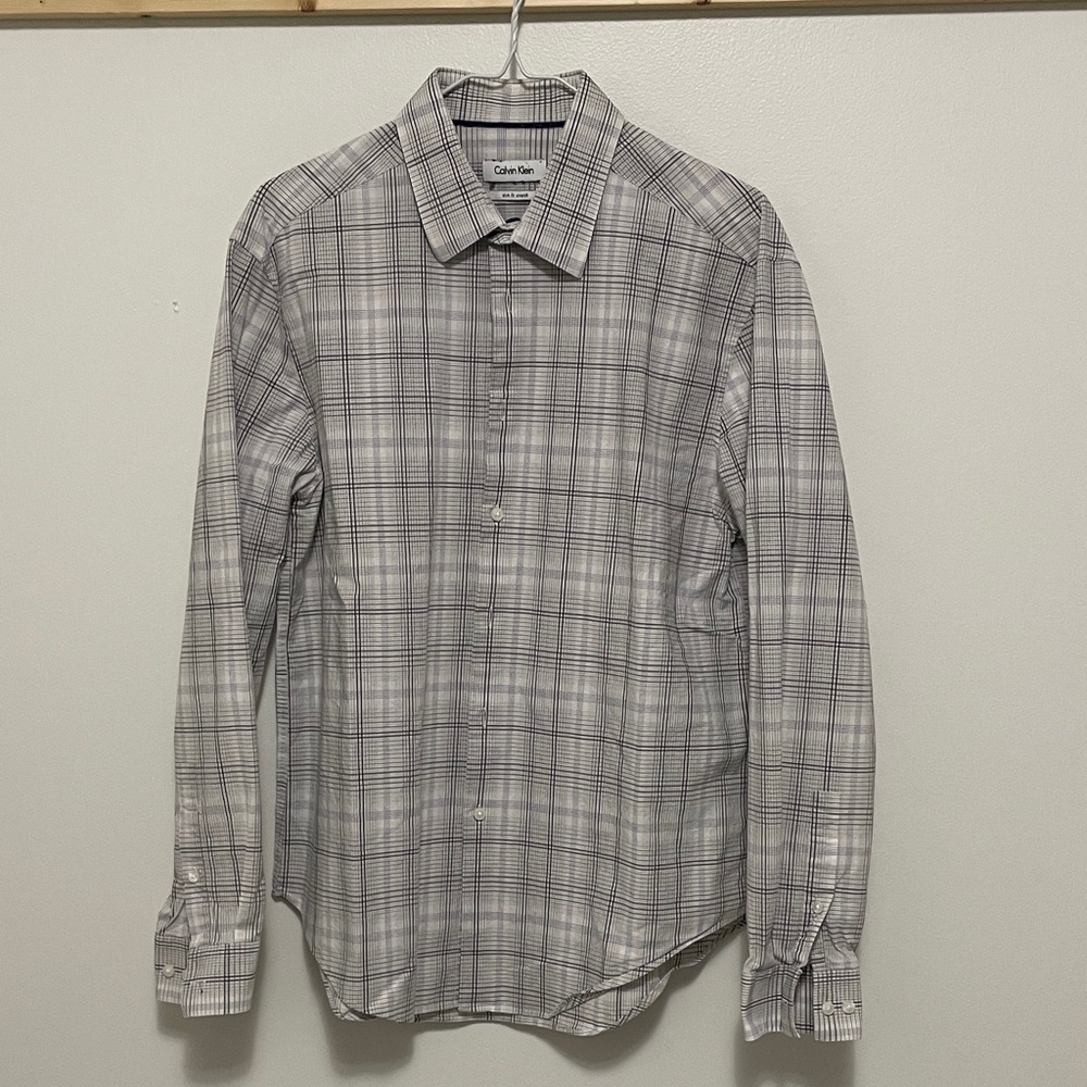 Calvin Klein Gray Plaid Men's Shirt